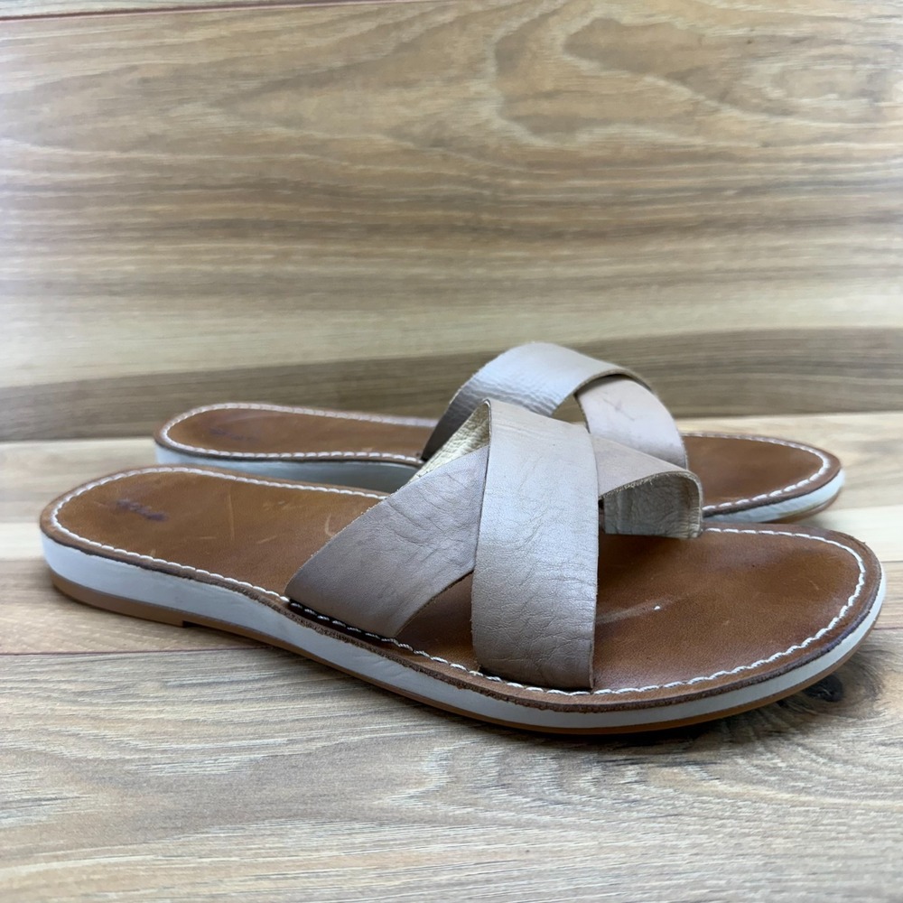 Olukai Sandals Ke'a Sandals Womens 10 Tan Leather Slide Vacation Resort Summer - Picture 2 of 11